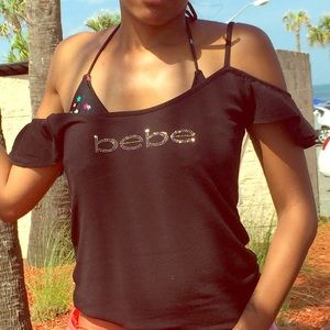 Bebe Logo Small Off Shoulder Top