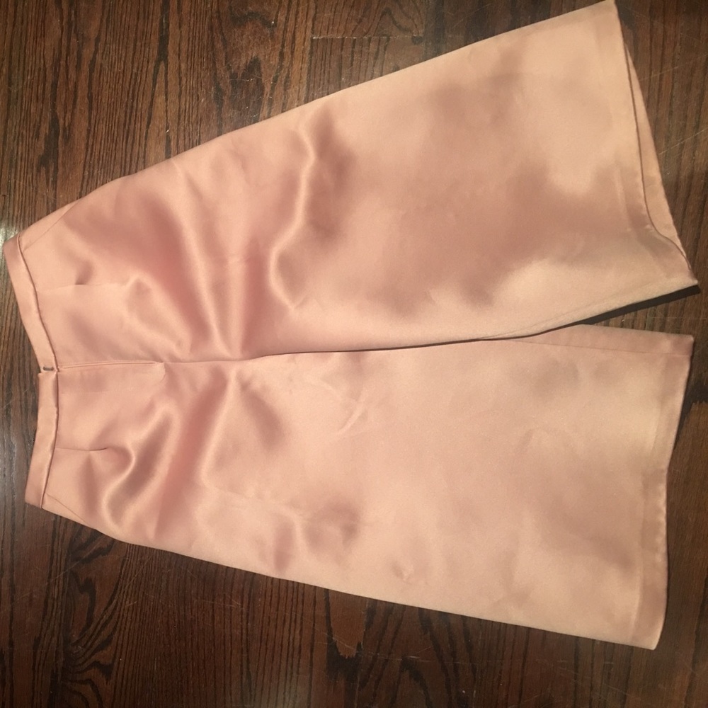 Topshop blush colored satin wide leg crop pants