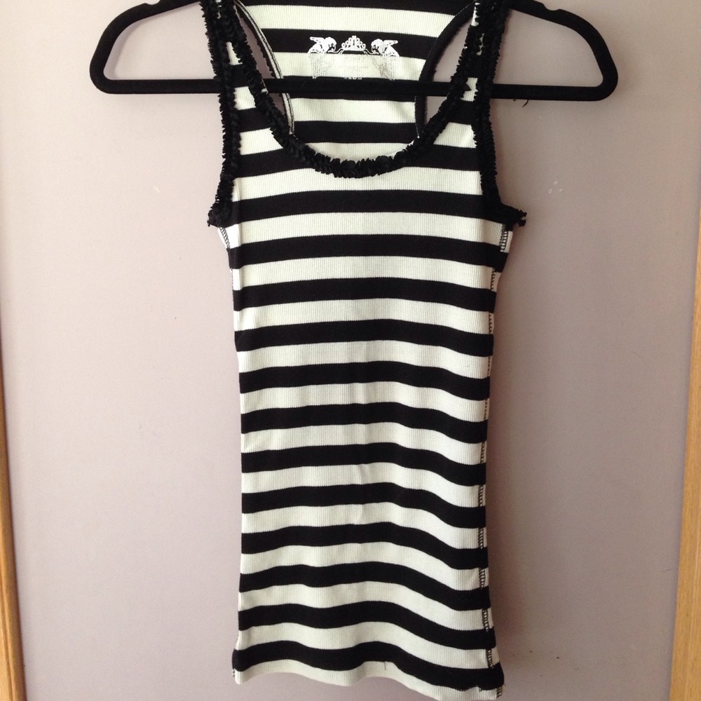 Black and Ecru Striped Tank