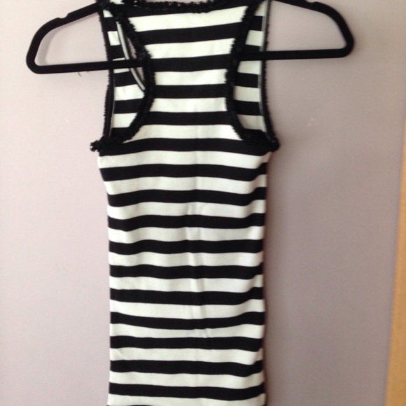 Black and Ecru Striped Tank - Picture 3 of 3