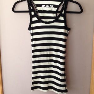 Black and Ecru Striped Tank