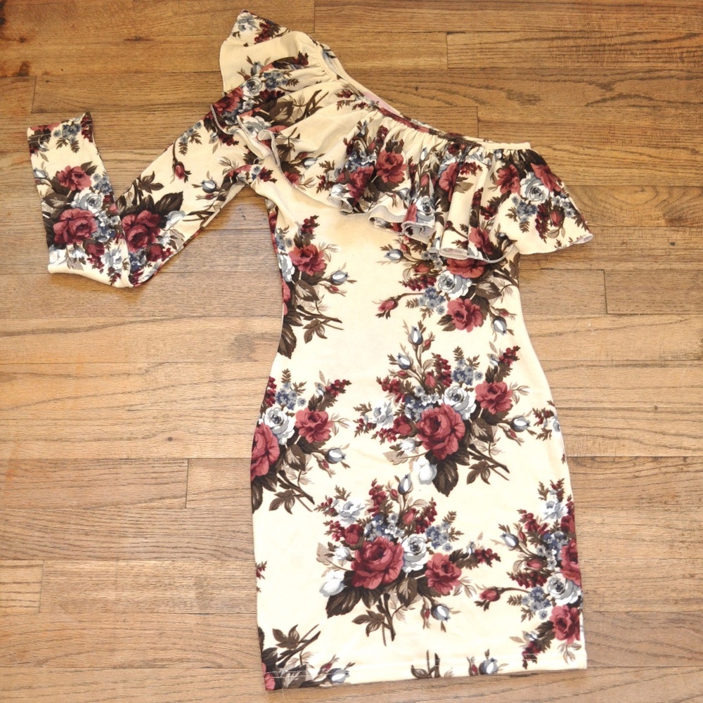 Paprika Floral One Sleeve Bodycon Dress