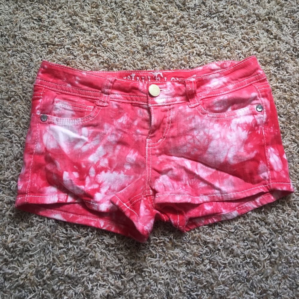 Red tie dye shorts
