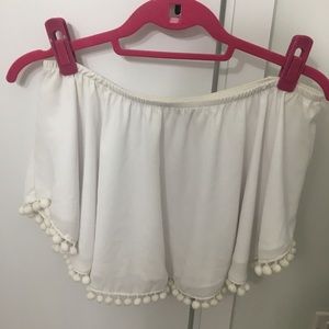 Show me your mumu strapless Pom Pom shirt