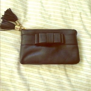 Ann Taylor black leather clutch