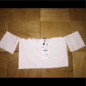 Zara cropped off the shoulder top