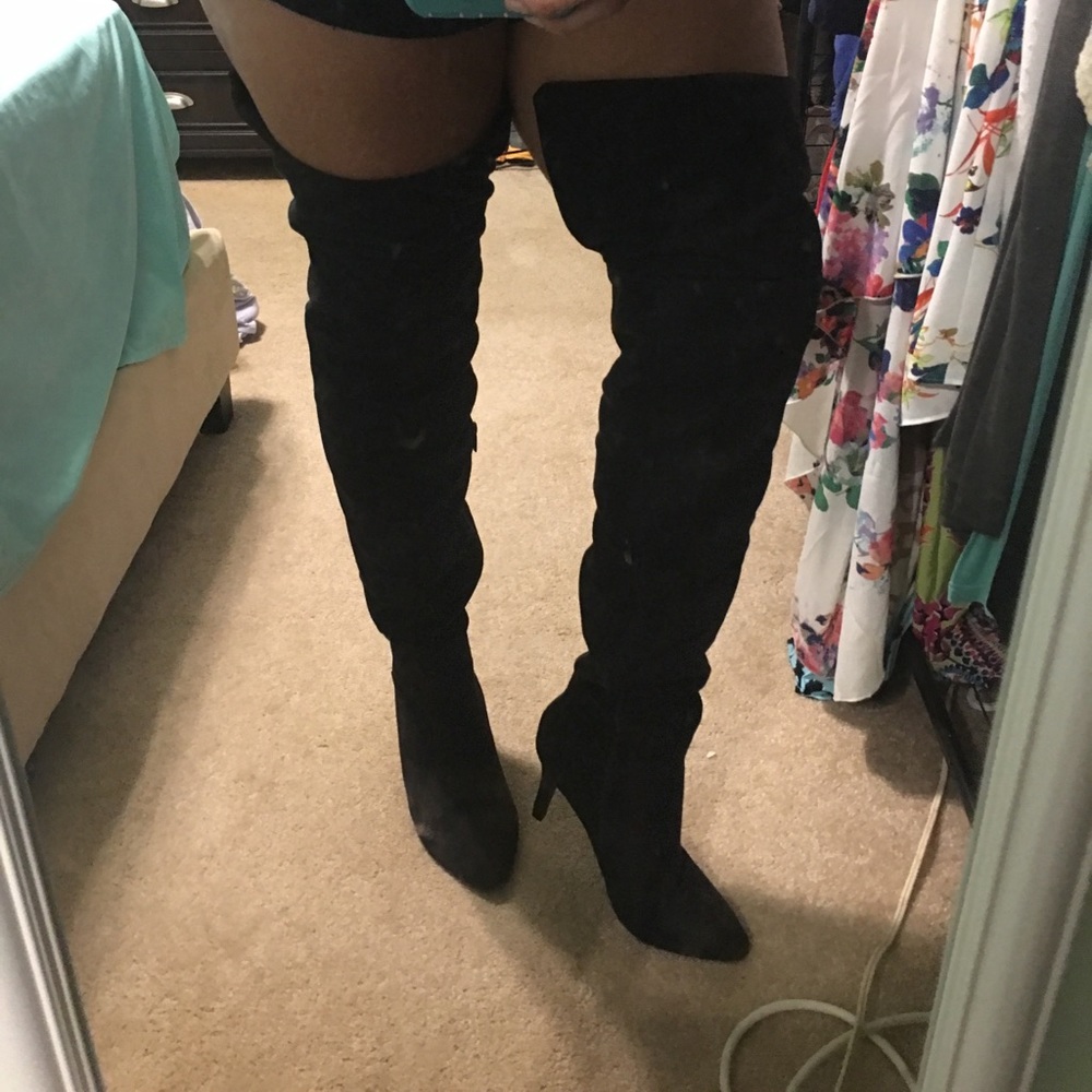 Black thigh high boots