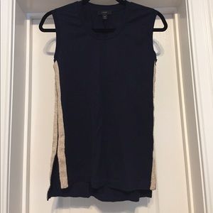XXS J.Crew Navy Tank with gold embroidery on side