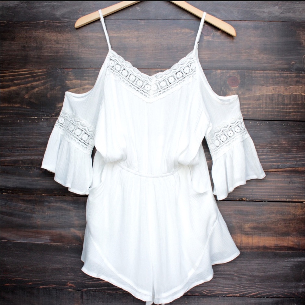 Boho playsuit : Wilde Heart White Romper