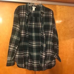 Green and white h&m flannel