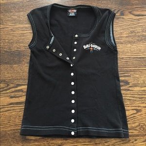 🔥 Harley-Davidson Black Snap Button Tank🔥
