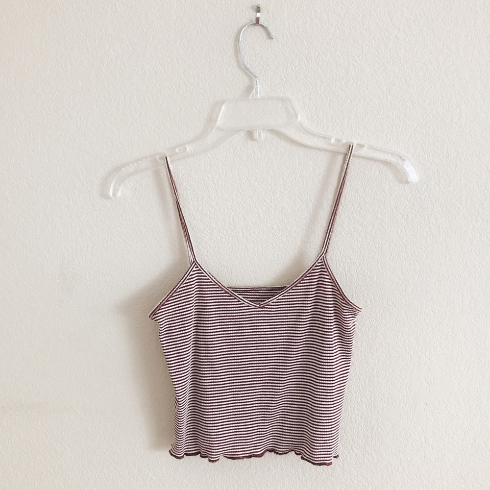 Red & white striped crop top