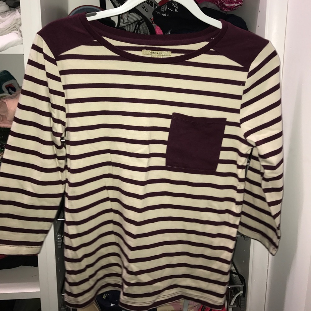 Striped 3/4 Length Striped Tee
