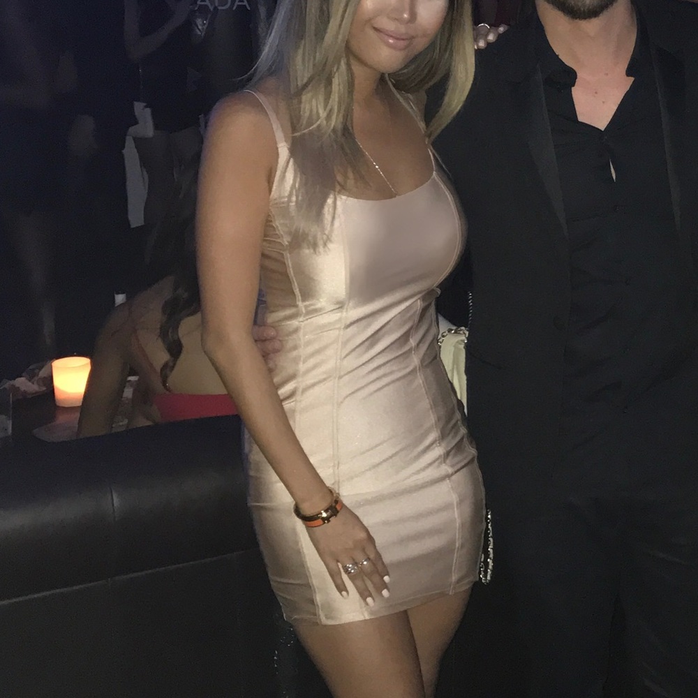 Satin nude mini dress WORN ONCE