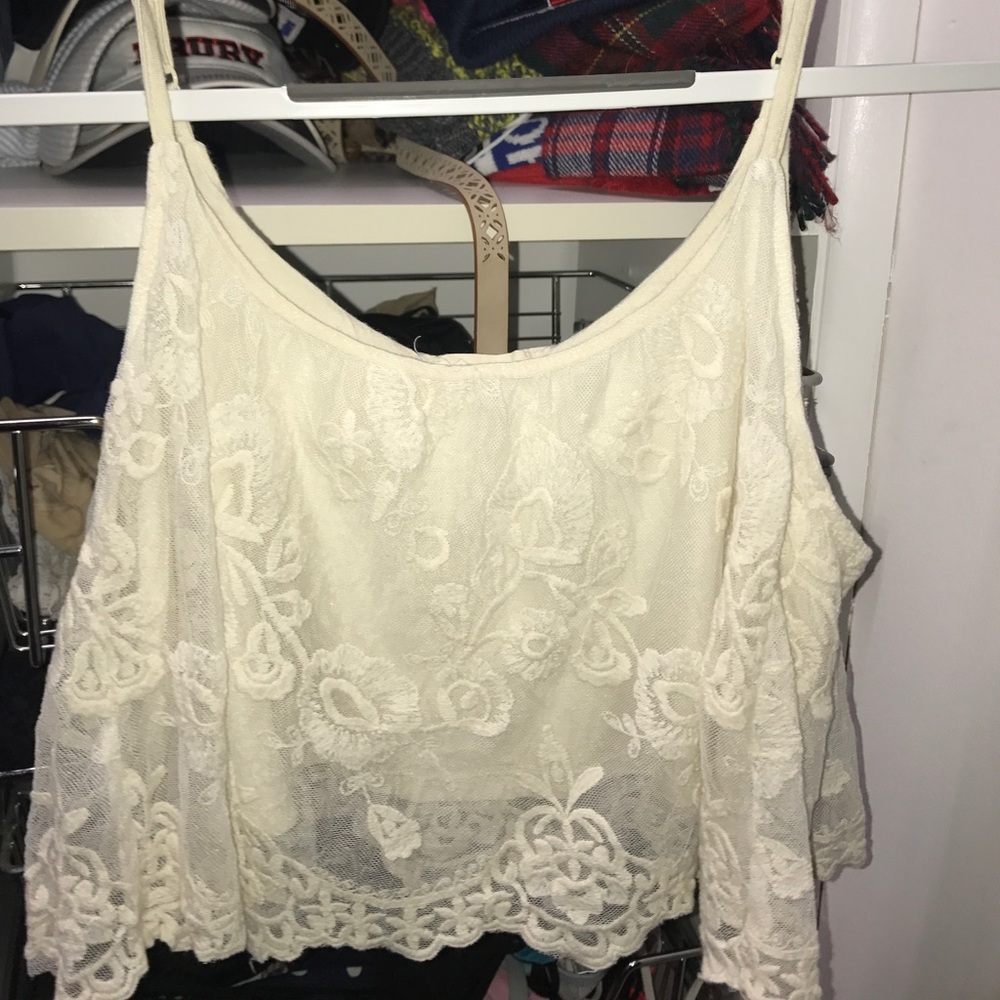 LA Hearts Lace Crochet Cropped Strappy Crop Top