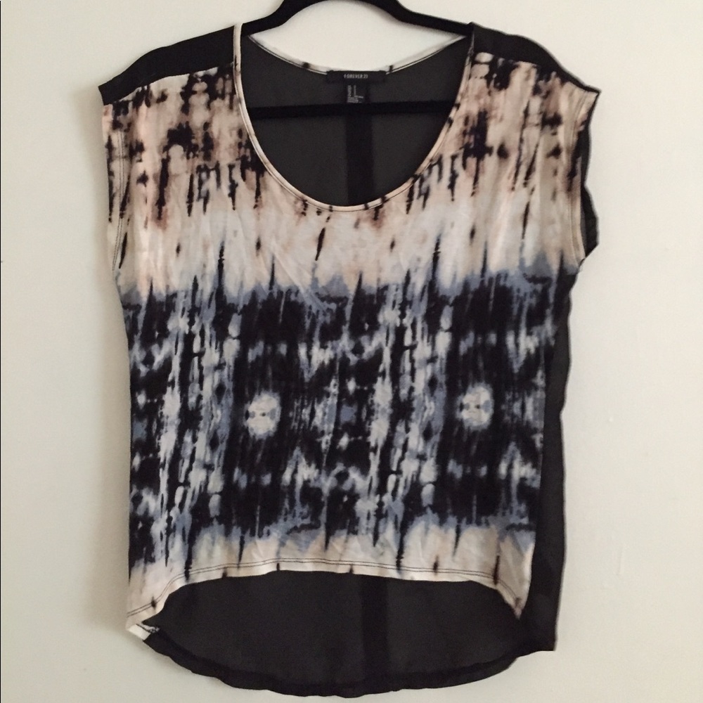 Patterned top with sheer black back