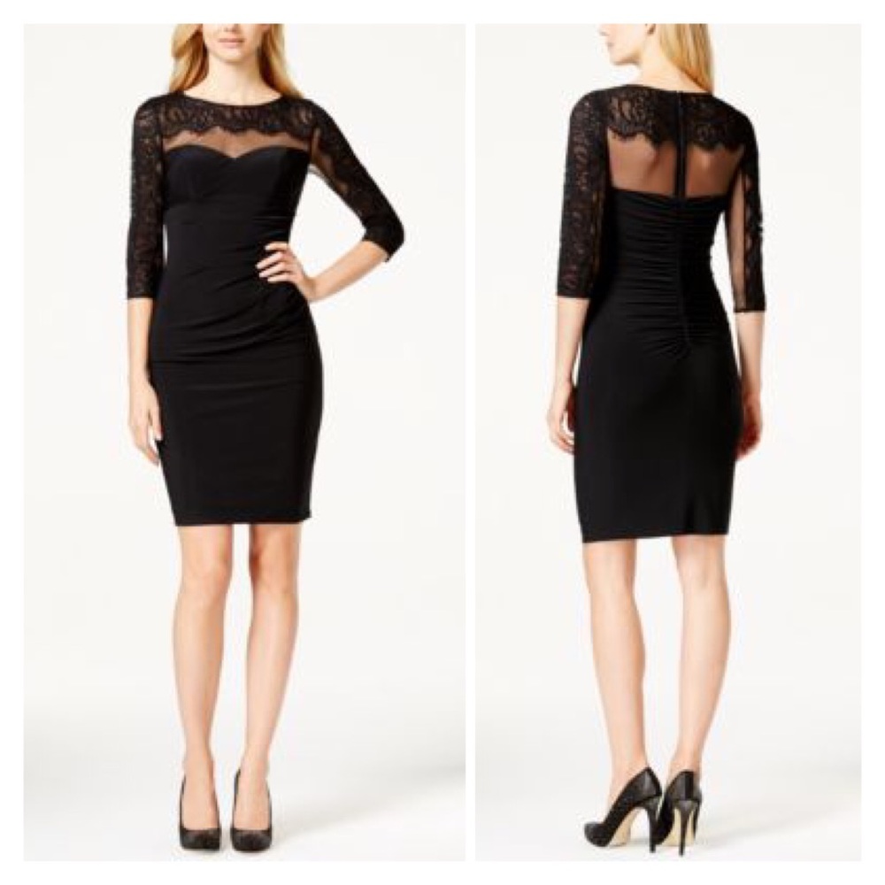 INC Illusion Lace Yoke Sheath Dress Sz 4