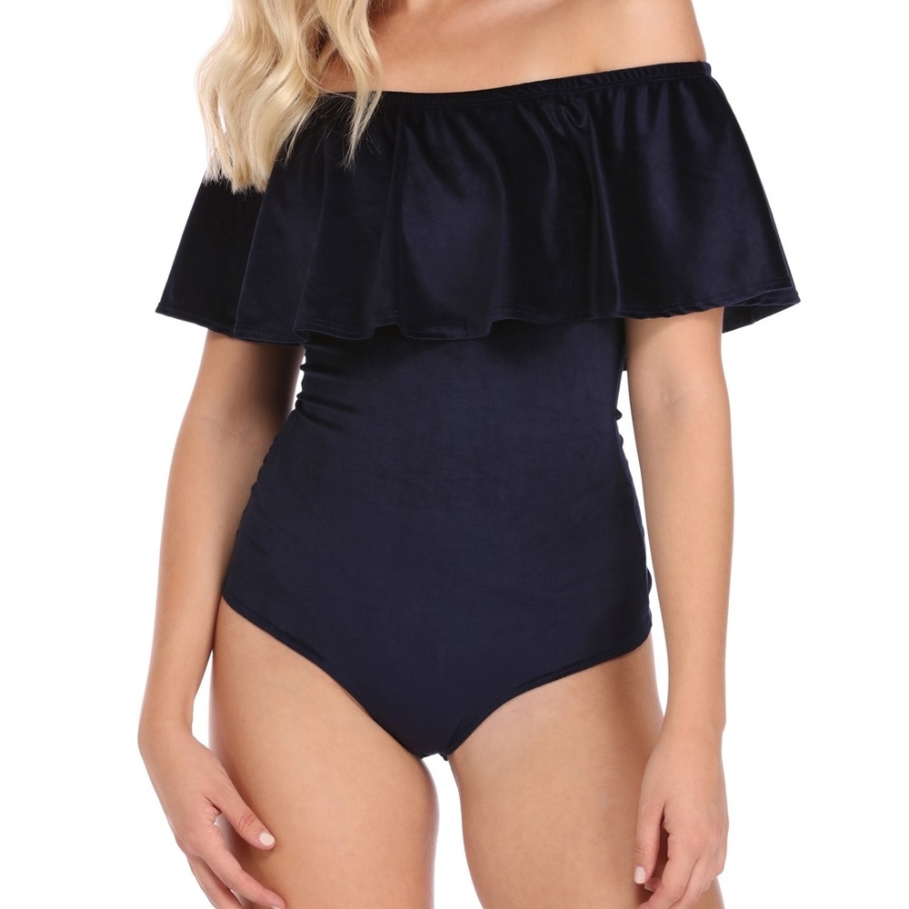Navy suede bodysuit