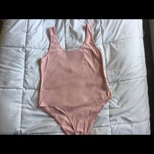 Pink Ribbed Tank Bodysuit