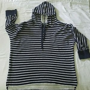 Women's Ralph Lauren Hoodie XL Navy White Stripes