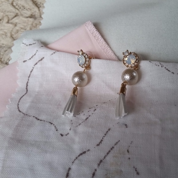 Rhinestone, Bead and Tassel Earrings