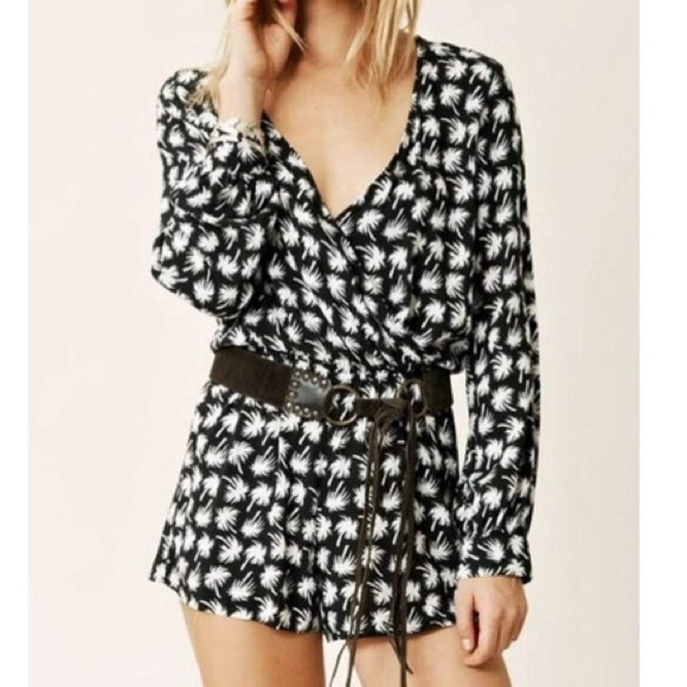 Blue Life Retro Palm Tree Boho Romper