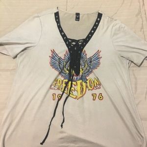 Lace up suede shirt