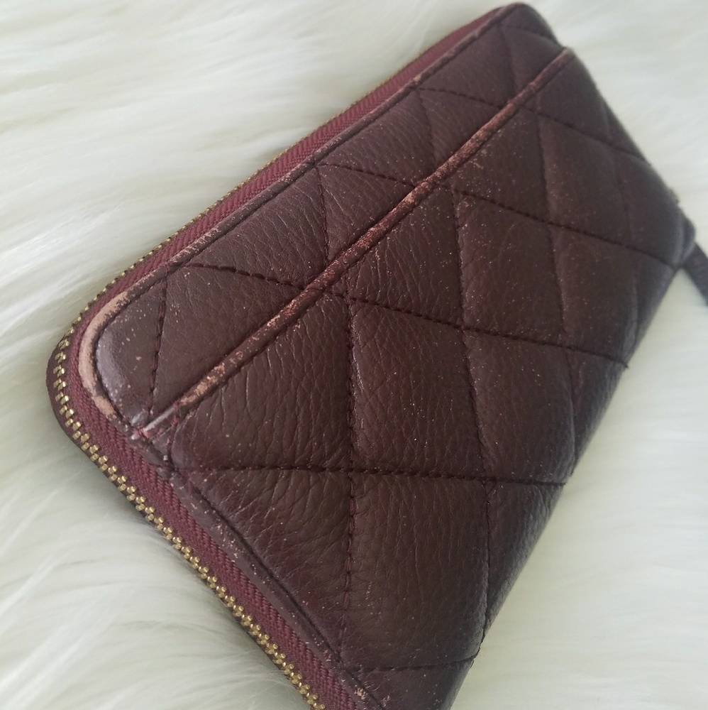 Kate Spade oxblood Quilted Zip Around Wallet - Picture 3 of 8