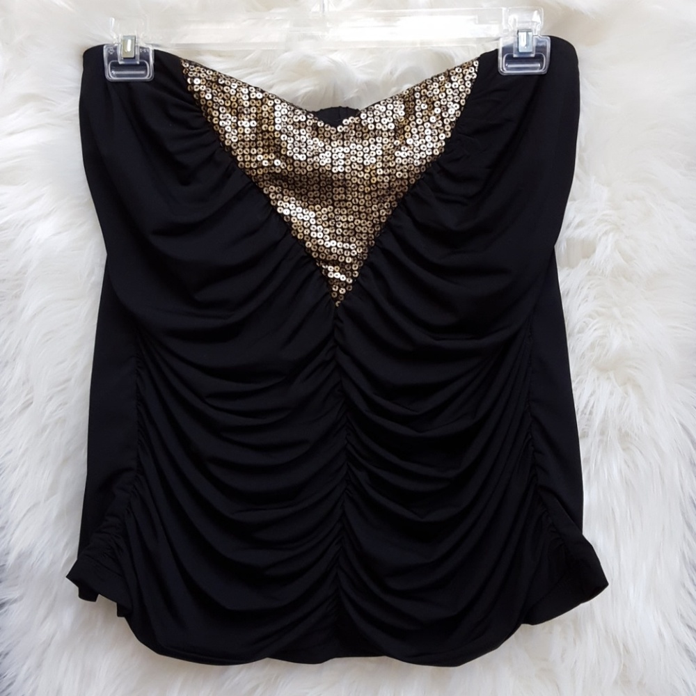 Torrid Tube Top in Black & Gold