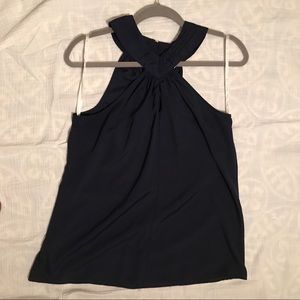 Lilly High neck navy blouse