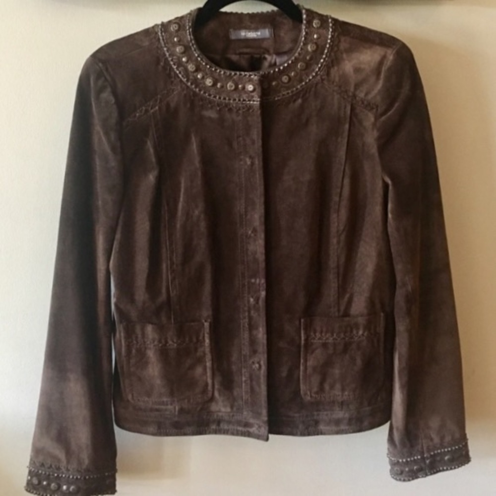Liz Claiborne Suede Embellished Suede Jacket, Sz 8