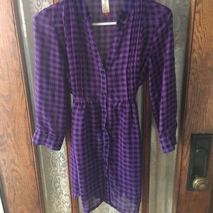 Purple Sheer Plaid Shirt