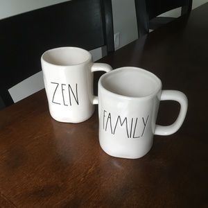 Rae Dunn zen and family mugs