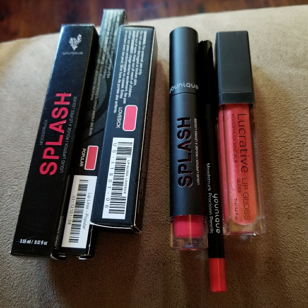 Lip set (lip liner, liquid lipstick,lip gloss RED)