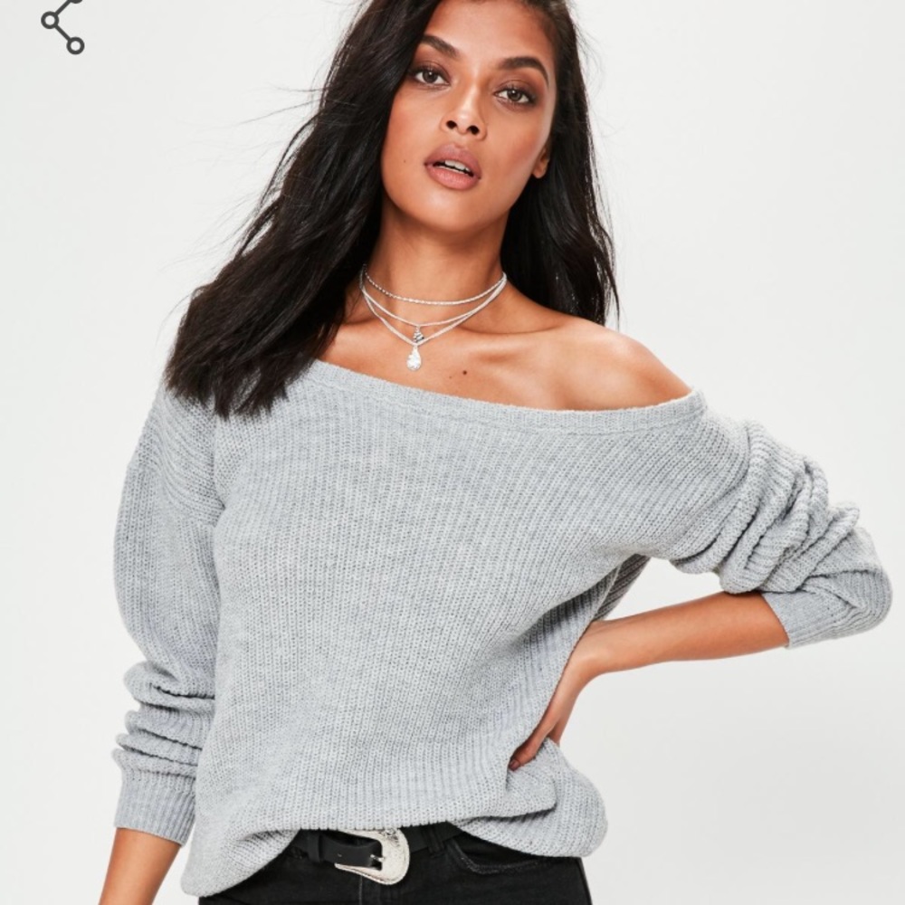 Grey off the shoulder sweater
