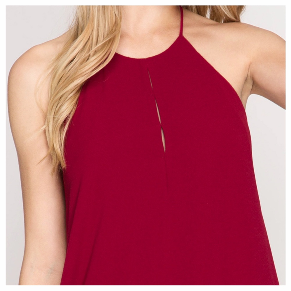 GARNET RED Halter Dress - Picture 2 of 2
