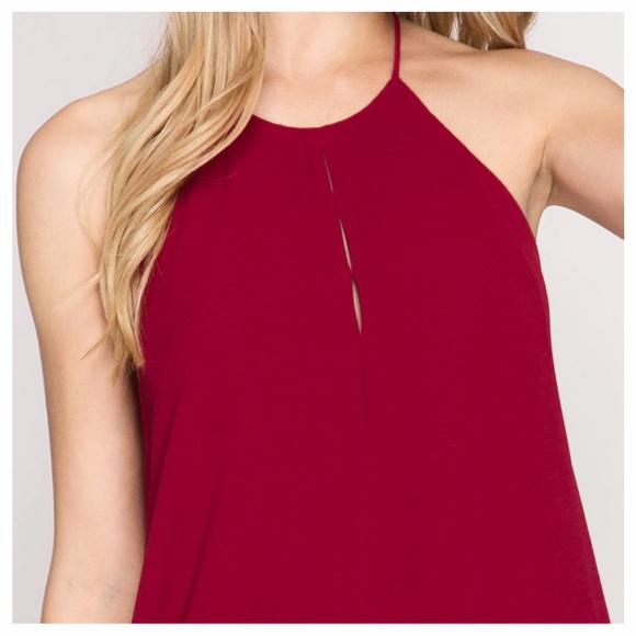 GARNET RED Halter Dress - Picture 2 of 2