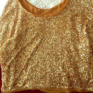 Gold sequined crop top