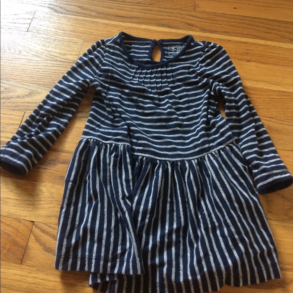 Baby gap blue and silver striped dress