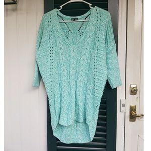 NWOT Cozy Express Mint Cable Knit Sweater