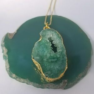 Geode Pendant Necklace on a Dainty Vermeil Chain