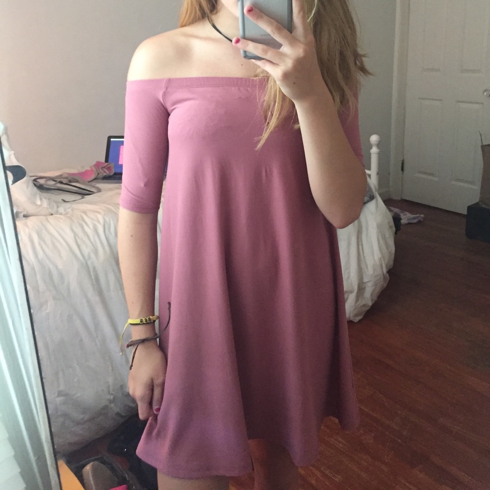 Off the shoulder sued dress