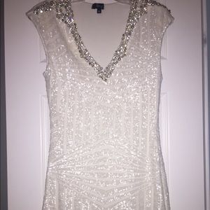 White sequin & crystal embellished Sky Hanya Dress