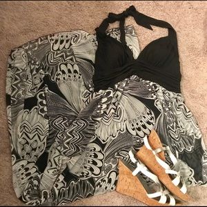 Maurices Studio Y Black/White Halter Maxi Dress XL