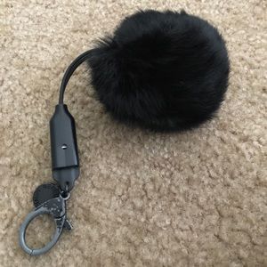 Rebecca minkoff mink key ring with iPhone cord