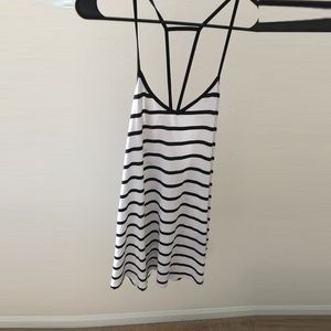 Stripped strapless beach dress