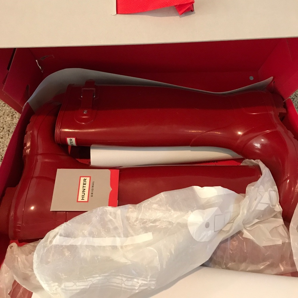 Hunter red rain boots us size 8