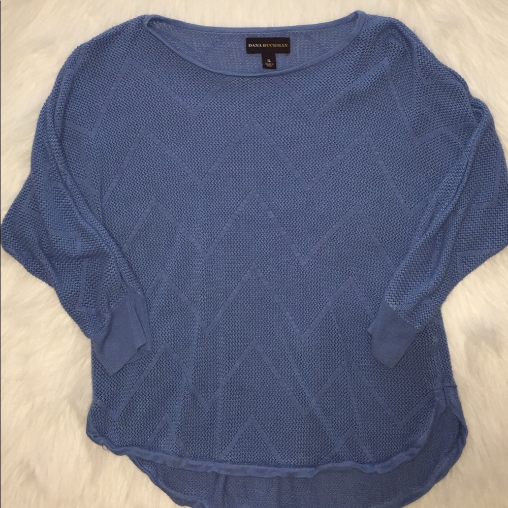 Dana Buchman blue crochet knit top XL
