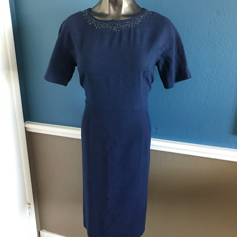 Blue sequence collared dress (vintage)