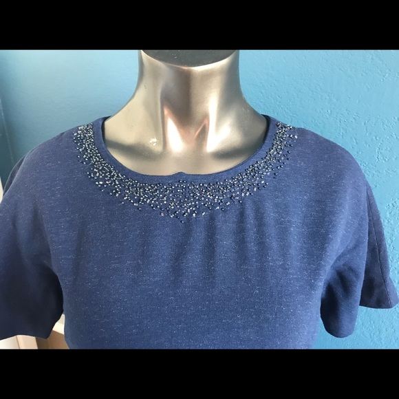 Blue sequence collared dress (vintage) - Picture 4 of 4